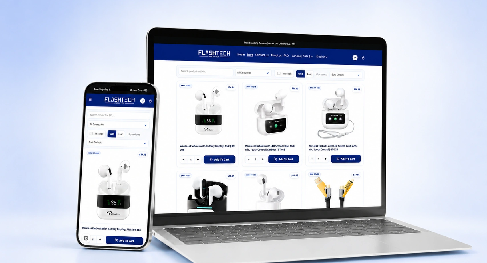 Preview of the FlashTech Innovation website on laptop and mobile