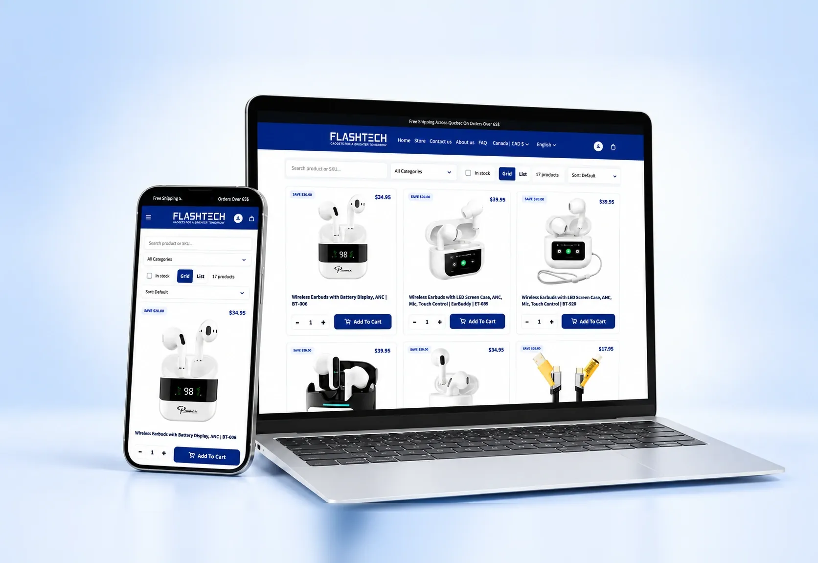 Aperçu du site FlashTech Innovation sur ordinateur portable et mobile